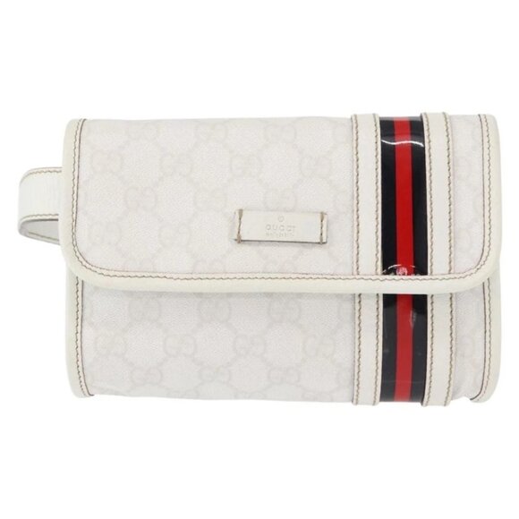GUCCI GG Supreme Sherry Line Waist bag PVC White Gold 152597 Auth fm4959 - Picture 3 of 16